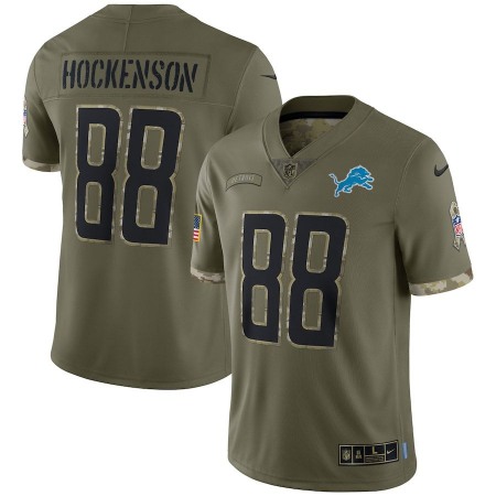 Detroit Lions #88 T.J. Hockenson Nike Men's 2022 Salute To Service Limited Jersey - Olive