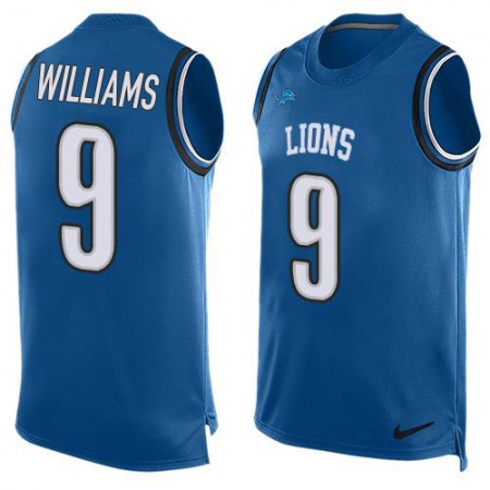 Nike Lions #9 Jameson Williams Blue Team Color Men's Stitched NFL Limited Tank Top Jersey