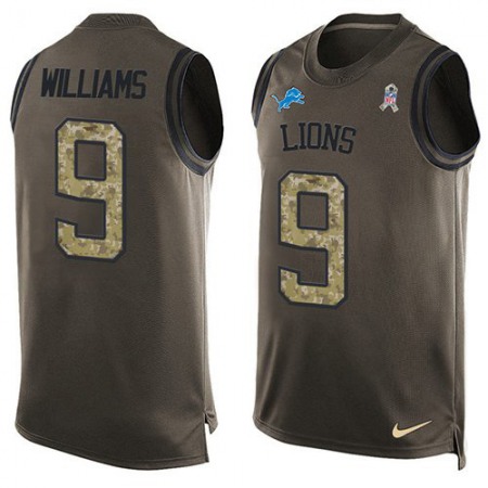 Nike Lions #9 Jameson Williams Green Men's Stitched NFL Limited Salute To Service Tank Top Jersey