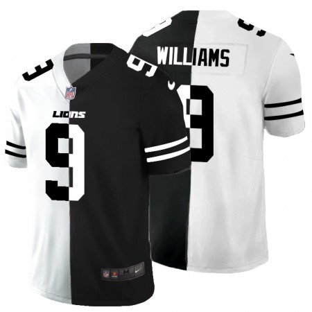 Nike Lions #9 Jameson Williams Men's Black V White Peace Split Nike Vapor Untouchable Limited NFL Jersey