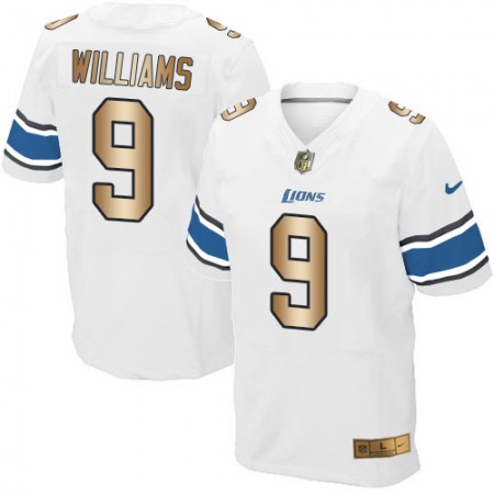 Nike Lions #9 Jameson Williams White Men's Stitched NFL Elite Gold Jersey