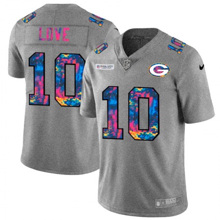 Green Bay Packers #10 Jordan Love Men's Nike Multi-Color 2020 NFL Crucial Catch NFL Jersey Greyheather