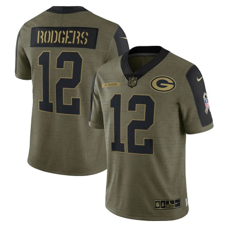 Green Bay Packers #12 Aaron Rodgers Olive Nike 2021 Salute To Service Limited Player Jersey