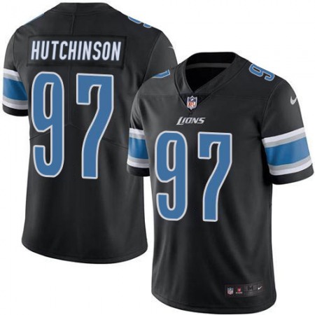 Nike Lions #97 Aidan Hutchinson Black Men's Stitched NFL Limited Rush Jersey