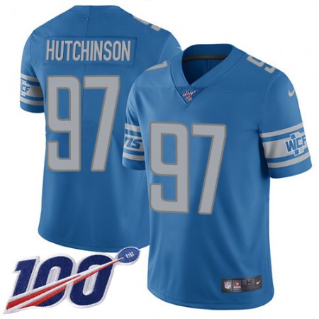 Nike Lions #97 Aidan Hutchinson Blue Team Color Men's Stitched NFL 100th Season Vapor Untouchable Limited Jersey