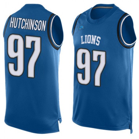 Nike Lions #97 Aidan Hutchinson Blue Team Color Men's Stitched NFL Limited Tank Top Jersey