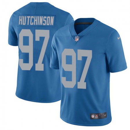 Nike Lions #97 Aidan Hutchinson Blue Throwback Men's Stitched NFL Vapor Untouchable Limited Jersey