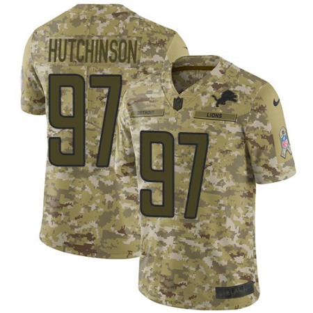 Nike Lions #97 Aidan Hutchinson Camo Men's Stitched NFL Limited 2018 Salute To Service Jersey