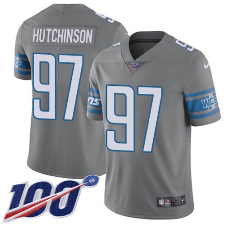 Nike Lions #97 Aidan Hutchinson Gray Men's Stitched NFL Limited Rush 100th Season Jersey