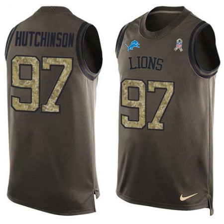 Nike Lions #97 Aidan Hutchinson Green Men's Stitched NFL Limited Salute To Service Tank Top Jersey