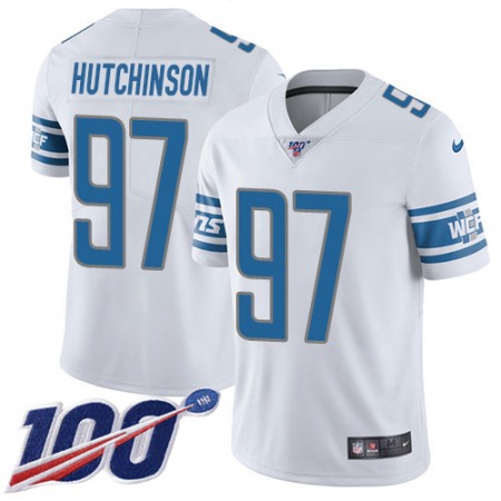 Nike Lions #97 Aidan Hutchinson White Men's Stitched NFL 100th Season Vapor Untouchable Limited Jersey