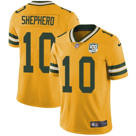 Nike Packers #10 Darrius Shepherd Yellow Men's 100th Season Stitched NFL Limited Rush Jersey