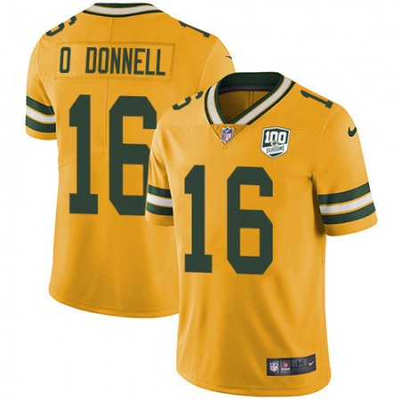 Nike Packers #16 Pat O'Donnell Yellow Men's 100th Season Stitched NFL Limited Rush Jersey