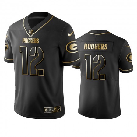 Packers #12 Aaron Rodgers Men's Stitched NFL Vapor Untouchable Limited Black Golden Jersey
