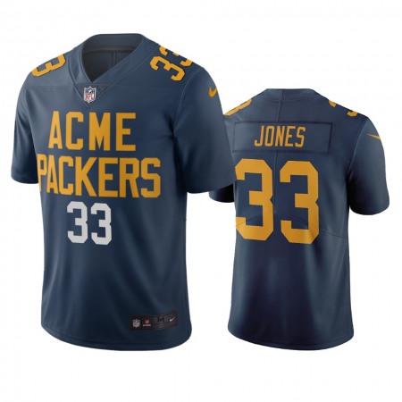 Green Bay Packers #33 Aaron Jones Navy Vapor Limited City Edition NFL Jersey