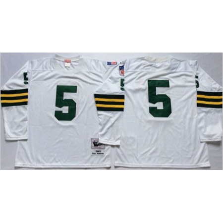 Mitchell And Ness 1961 Packers #5 Paul Hornung White Throwback Stitched NFL Jersey