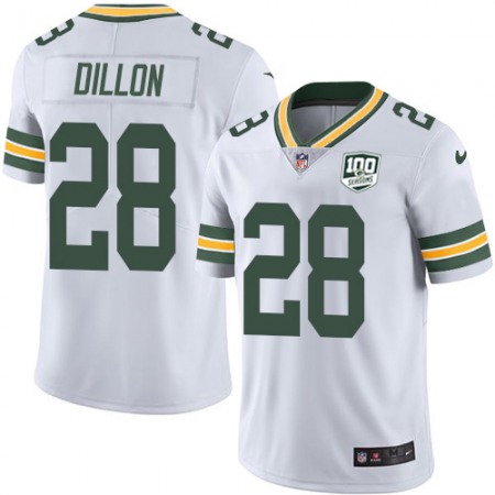 Nike Packers #28 AJ Dillon White Men's 100th Season Stitched NFL Vapor Untouchable Limited Jersey