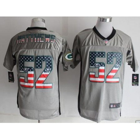 Nike Packers #52 Clay Matthews Grey Men's Stitched NFL Elite USA Flag Fashion Jersey