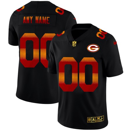 Green Bay Packers Custom Men's Black Nike Red Orange Stripe Vapor Limited NFL Jersey