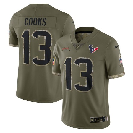 Houston Texans #13 Brandin Cooks Nike Men's 2022 Salute To Service Limited Jersey - Olive