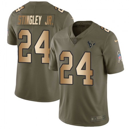 Nike Texans #24 Derek Stingley Jr. Olive/Gold Men's Stitched NFL Limited 2017 Salute To Service Jersey