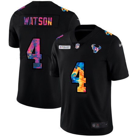 Houston Texans #4 Deshaun Watson Men's Nike Multi-Color Black 2020 NFL Crucial Catch Vapor Untouchable Limited Jersey