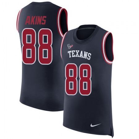 Nike Texans #88 Jordan Akins Navy Blue Team Color Men's Stitched NFL Limited Rush Tank Top Jersey