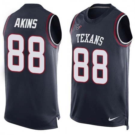 Nike Texans #88 Jordan Akins Navy Blue Team Color Men's Stitched NFL Limited Tank Top Jersey