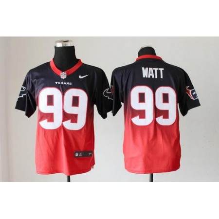 Nike Texans #99 J.J. Watt Navy Blue/Red Men's Stitched NFL Elite Fadeaway Fashion Jersey