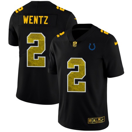 Indianapolis Colts #2 Carson Wentz Men's Black Nike Golden Sequin Vapor Limited NFL Jersey