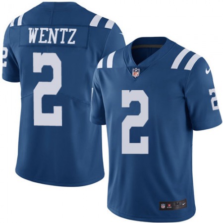 Indianapolis Colts #2 Carson Wentz Royal Blue Men's Stitched NFL Limited Rush Jersey