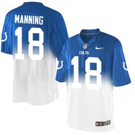 Nike Colts #18 Peyton Manning Royal Blue/White Men's Stitched NFL Elite Fadeaway Fashion Jersey