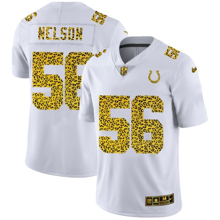 Indianapolis Colts #56 Quenton Nelson Men's Nike Flocked Leopard Print Vapor Limited NFL Jersey White