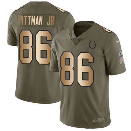 Nike Colts #86 Michael Pittman Jr. Olive/Gold Men's Stitched NFL Limited 2017 Salute To Service Jersey