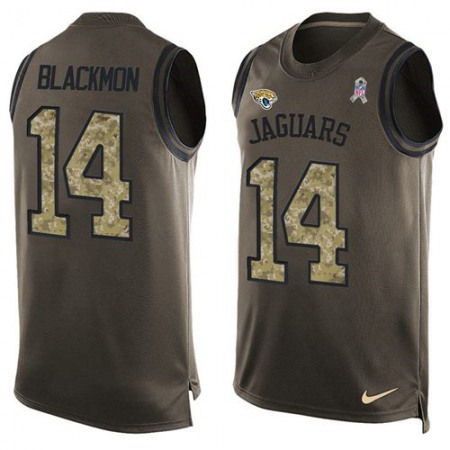 Nike Jaguars #14 Justin Blackmon Green Men's Stitched NFL Limited Salute To Service Tank Top Jersey