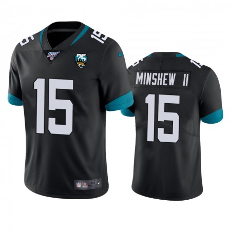 Nike Jaguars #15 Gardner Minshew II Black 25th Anniversary Vapor Limited Stitched NFL 100th Season Jersey