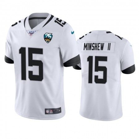 Nike Jaguars #15 Gardner Minshew II White 25th Anniversary Vapor Limited Stitched NFL 100th Season Jersey