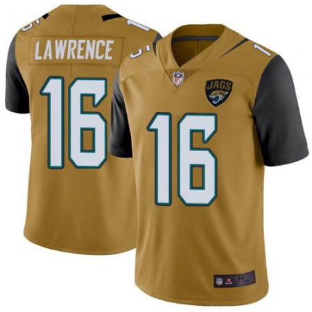 Nike Jaguars #16 Trevor Lawrence Gold Men's Stitched NFL Limited Rush Jersey