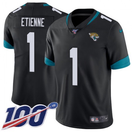 Nike Jaguars #1 Travis Etienne Black Team Color Men's Stitched NFL 100th Season Vapor Limited Jersey