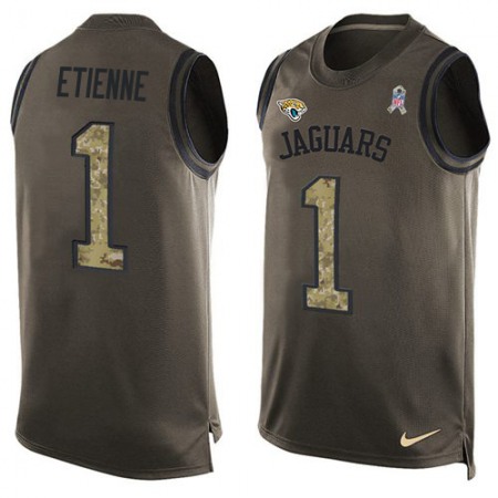 Nike Jaguars #1 Travis Etienne Green Men's Stitched NFL Limited Salute To Service Tank Top Jersey