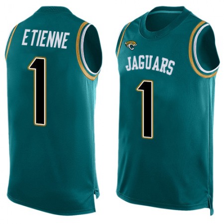 Nike Jaguars #1 Travis Etienne Teal Green Team Color Men's Stitched NFL Limited Tank Top Jersey