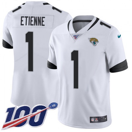Nike Jaguars #1 Travis Etienne White Men's Stitched NFL 100th Season Vapor Limited Jersey