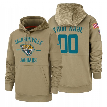 Jacksonville Jaguars Custom Nike Tan 2019 Salute To Service Name & Number Sideline Therma Pullover Hoodie