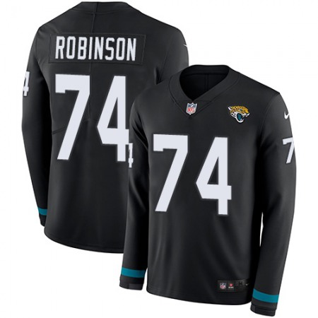Nike Jaguars #74 Cam Robinson Black Team Color Men's Stitched NFL Limited Therma Long Sleeve Jersey