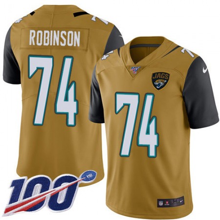 Nike Jaguars #74 Cam Robinson Gold Men's Stitched NFL Limited Rush 100th Season Jersey
