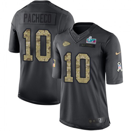 Nike Chiefs #10 Isiah Pacheco Black Super Bowl LVII Patch Men's Stitched NFL Limited 2016 Salute to Service Jersey