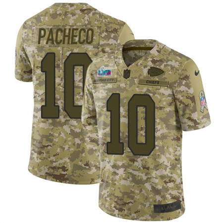 Nike Chiefs #10 Isiah Pacheco Camo Super Bowl LVII Patch Men's Stitched NFL Limited 2018 Salute To Service Jersey