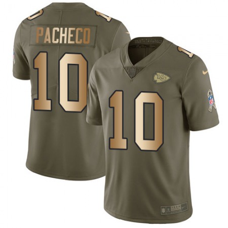 Nike Chiefs #10 Isiah Pacheco Olive/Gold Men's Stitched NFL Limited 2017 Salute To Service Jersey