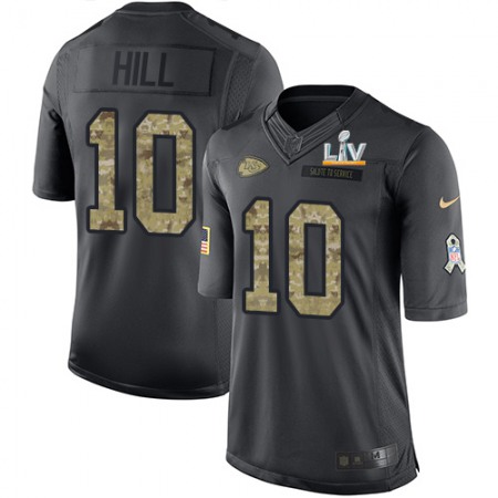 Nike Chiefs #10 Tyreek Hill Black Men's Super Bowl LV Bound Stitched NFL Limited 2016 Salute to Service Jersey