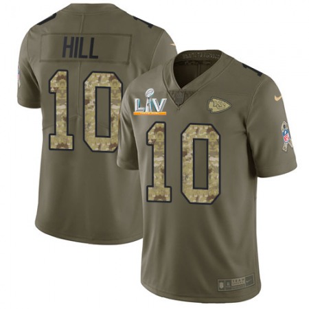 Nike Chiefs #10 Tyreek Hill Olive/Camo Men's Super Bowl LV Bound Stitched NFL Limited 2017 Salute To Service Jersey
